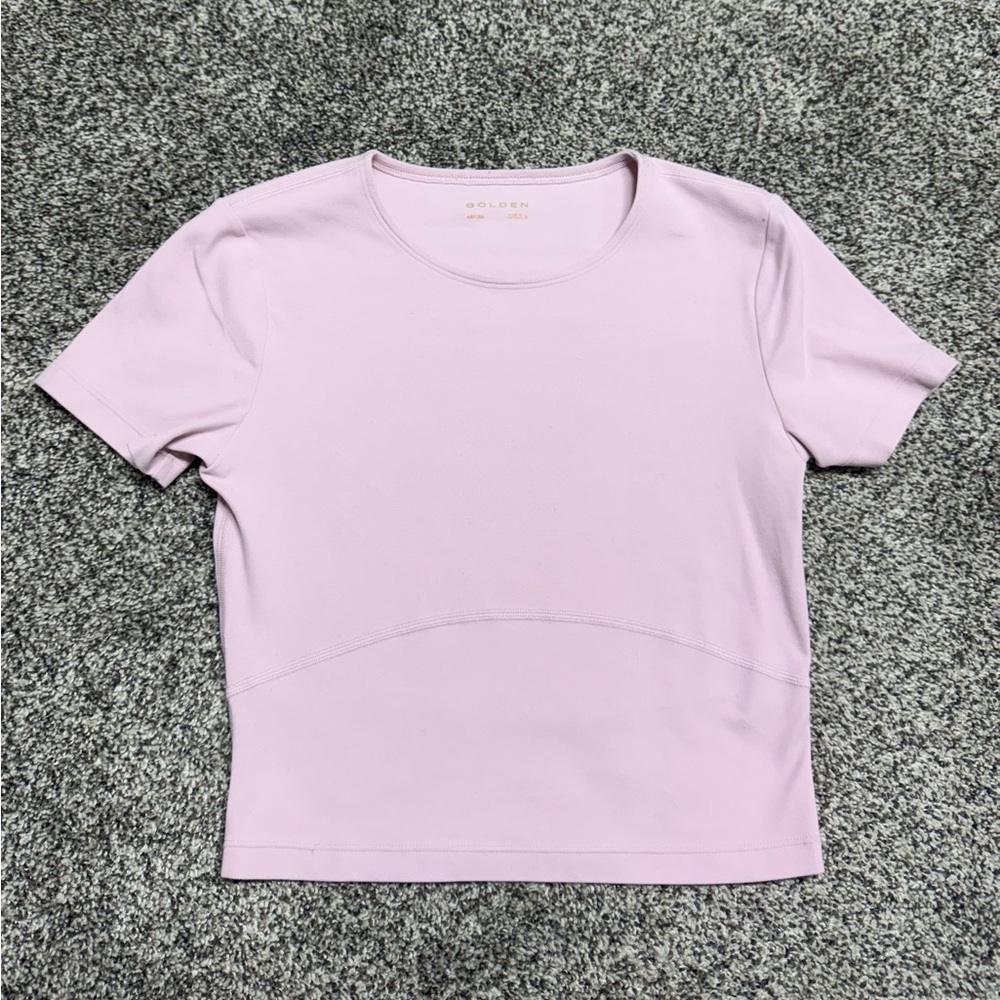 Aritzia Golden Pink workout cropped t shirt